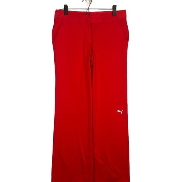 Puma 1948 Red Wide Leg Lightweight Casual Golf Pants Women Sz M - Picture 1 of 10